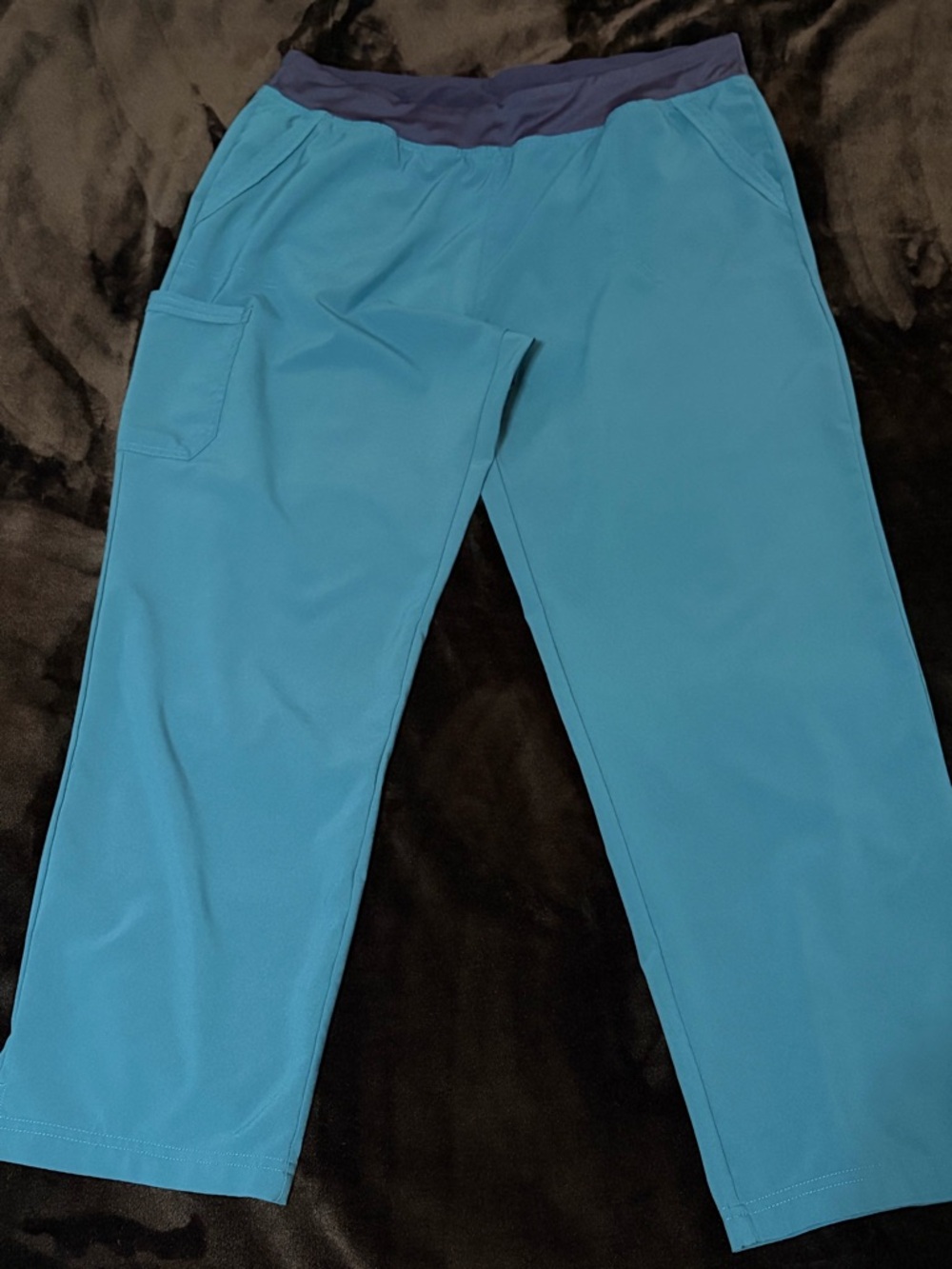Blue Elastic Waist Yoga Scrub Pants